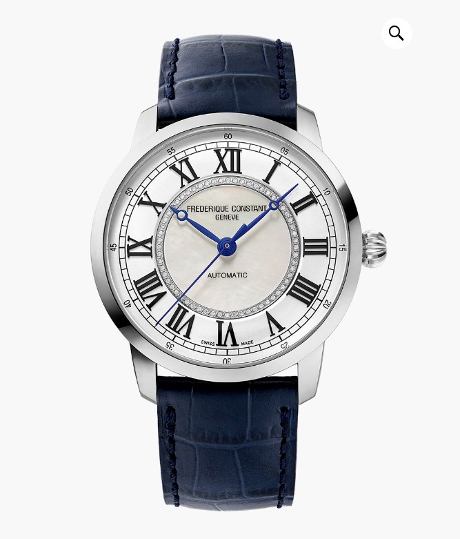 CLASSICS
PREMIERE
FC-301MPWD3B6
A subtle combination of tradition and elegance, the Classics Premiere timepieces are housed in a delicate 38,50mm diameter rose gold-plated or steel case. On the dial, the applied indexes evolve around a mother of pearl, diamond-setting or a colimaçon decoration. Through the open caseback, which features a glassbox giving a magnifying glass effect on the back of the watch, one can admire the Côtes de Genève enhancing the G100 La Joux-Perret movement.